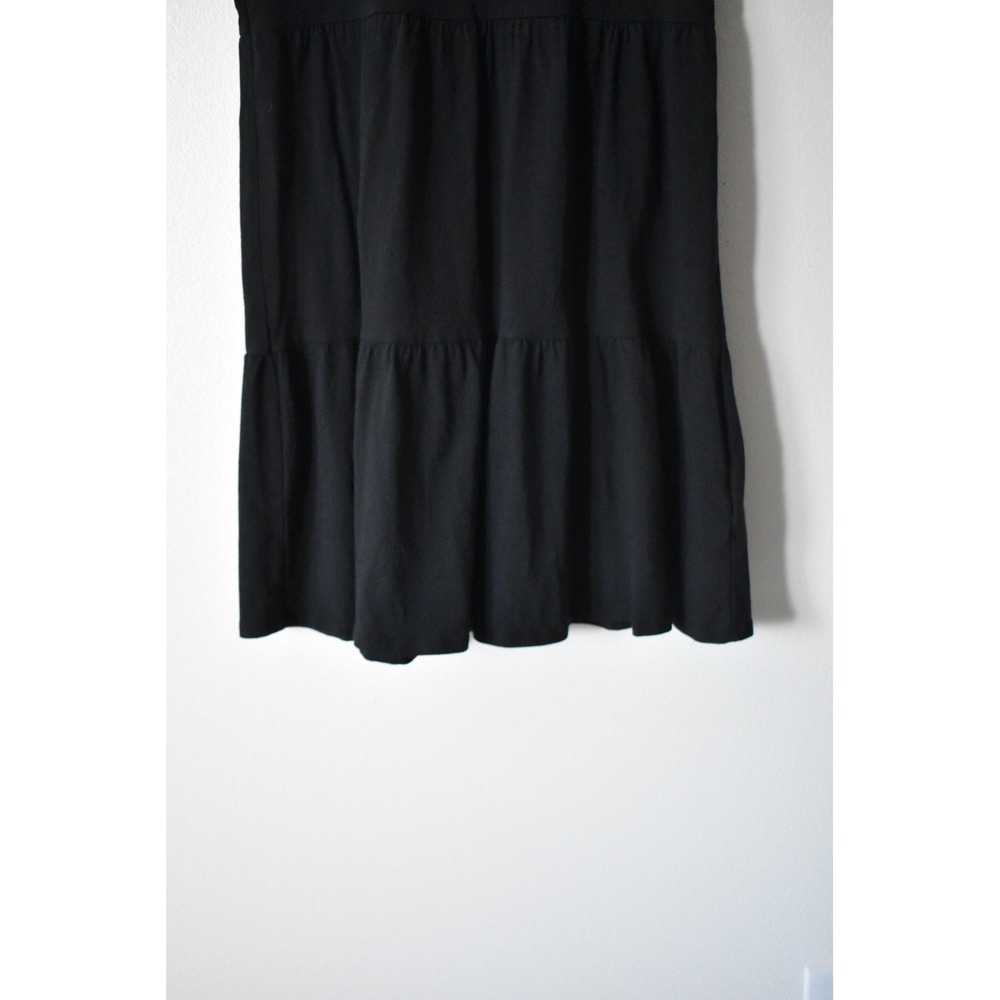 J.Crew Tiered Mini Dress Women XS Black Modern Ruffle Cap Sleeve Cotton Jersey - Picture 3 of 6
